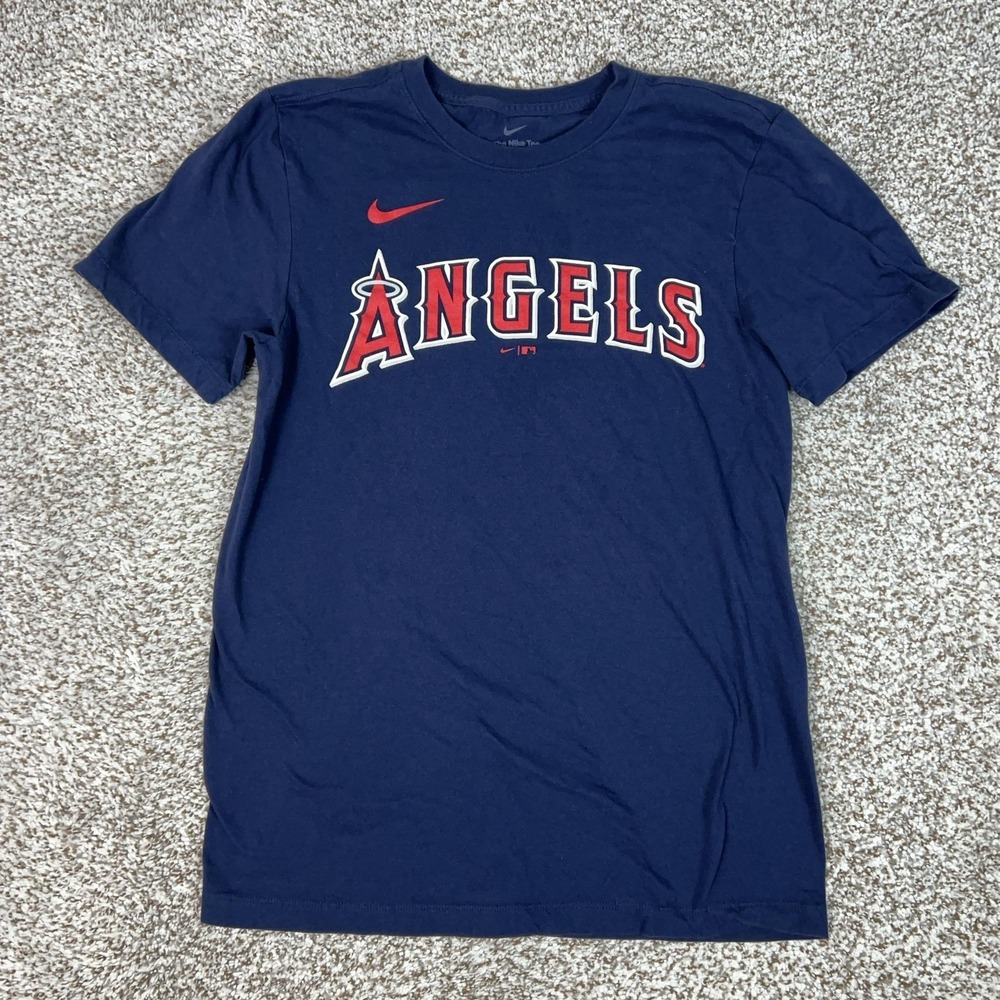Los Angeles Angels Shirt Mens Small Blue MLB Baseball Nike Mike Trout 27 Tee